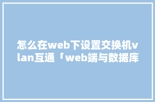 怎么在web下设置交换机vlan互通「web端与数据库互通吗」
