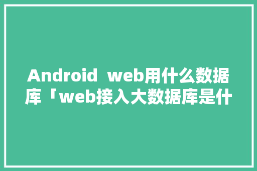 Android  web用什么数据库「web接入大数据库是什么」 SEO教程