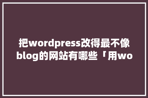 把wordpress改得最不像blog的网站有哪些「用wordpress做博客」 WordPress教程