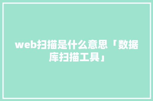 web扫描是什么意思「数据库扫描工具」 建站教程