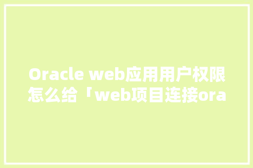 Oracle web应用用户权限怎么给「web项目连接oracle数据库」 WordPress教程