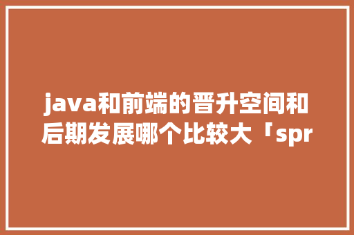 java和前端的晋升空间和后期发展哪个比较大「spring 数据库」 SEO教程
