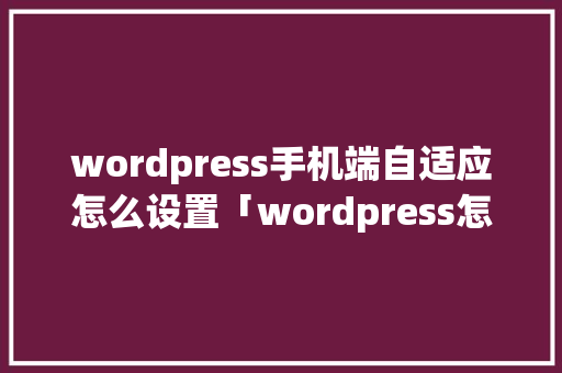 wordpress手机端自适应怎么设置「wordpress怎么添加视频」