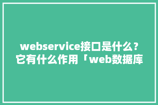 webservice接口是什么？它有什么作用「web数据库访问接口有哪些」