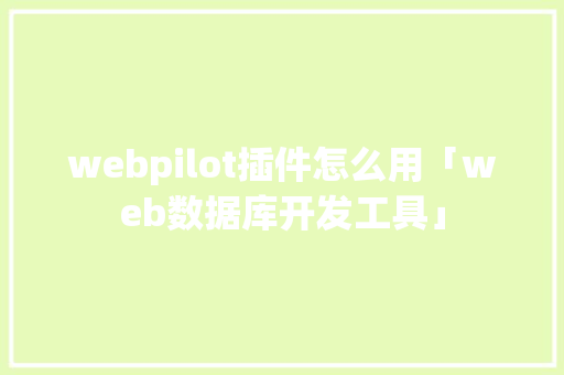 webpilot插件怎么用「web数据库开发工具」 SEO教程