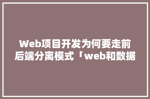 Web项目开发为何要走前后端分离模式「web和数据库分离」