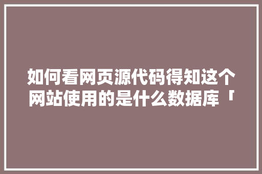 如何看网页源代码得知这个网站使用的是什么数据库「web中实现数据库查询数据库的方法」 WordPress教程