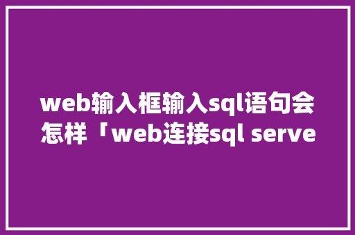 web输入框输入sql语句会怎样「web连接sql server数据库」 WordPress教程