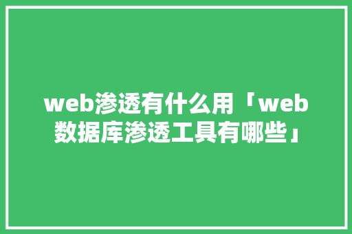 web渗透有什么用「web数据库渗透工具有哪些」 友链在线