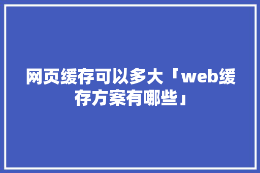网页缓存可以多大「web缓存方案有哪些」 WordPress教程