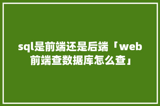 sql是前端还是后端「web前端查数据库怎么查」