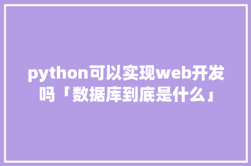 python可以实现web开发吗「数据库到底是什么」