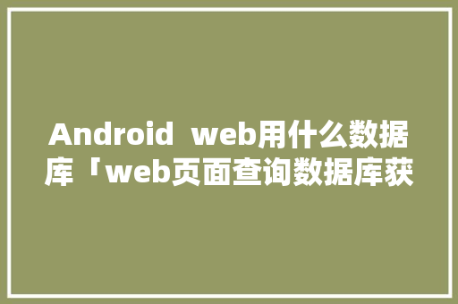 Android  web用什么数据库「web页面查询数据库获取数据的方法」