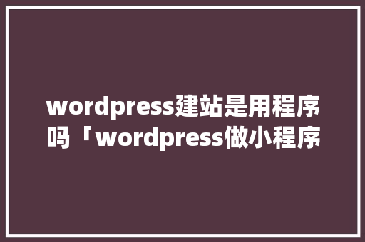 wordpress建站是用程序吗「wordpress做小程序」