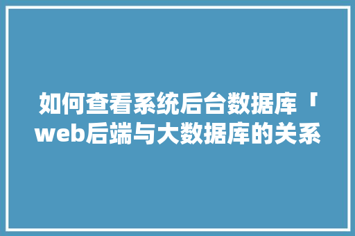 如何查看系统后台数据库「web后端与大数据库的关系」 Web前端