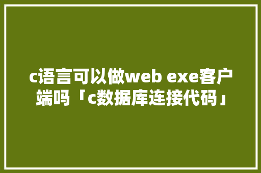 c语言可以做web exe客户端吗「c数据库连接代码」 Web前端