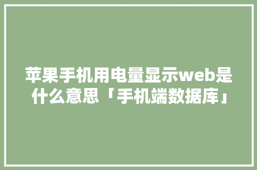 苹果手机用电量显示web是什么意思「手机端数据库」