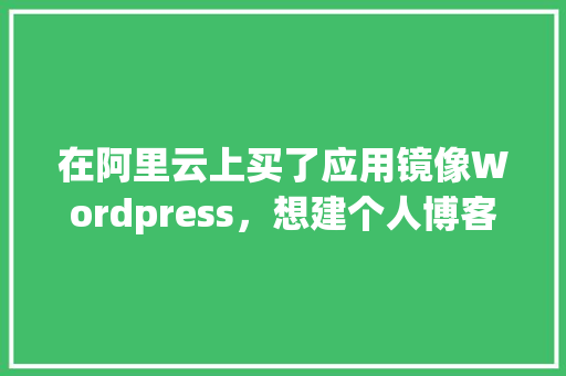 在阿里云上买了应用镜像Wordpress，想建个人博客，还要在阿里云上买域名和服务器吗「wordpress如何绑定域名」 Web前端