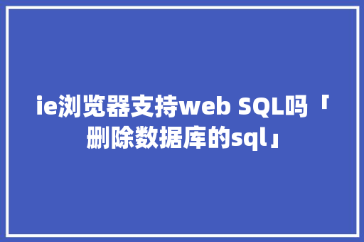 ie浏览器支持web SQL吗「删除数据库的sql」 WordPress教程