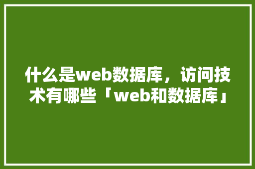 什么是web数据库，访问技术有哪些「web和数据库」 友链在线
