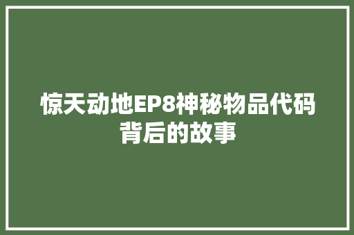 惊天动地EP8神秘物品代码背后的故事