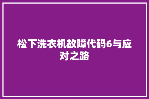 松下洗衣机故障代码6与应对之路 SEO教程