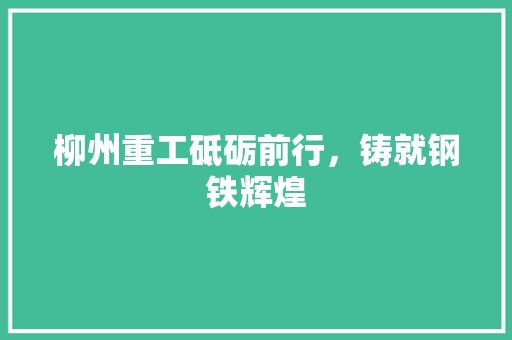 柳州重工砥砺前行，铸就钢铁辉煌 服务器/数据库