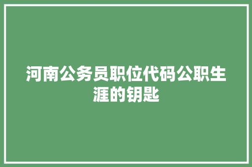 河南公务员职位代码公职生涯的钥匙 WordPress教程