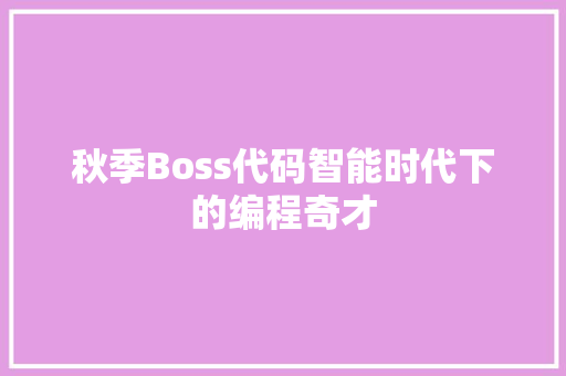 秋季Boss代码智能时代下的编程奇才