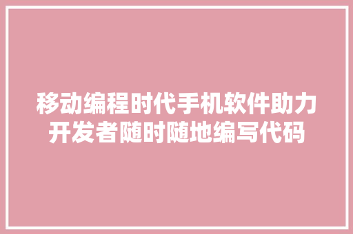 移动编程时代手机软件助力开发者随时随地编写代码 SEO教程