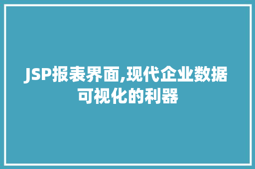 JSP报表界面,现代企业数据可视化的利器