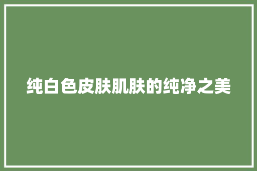 纯白色皮肤肌肤的纯净之美