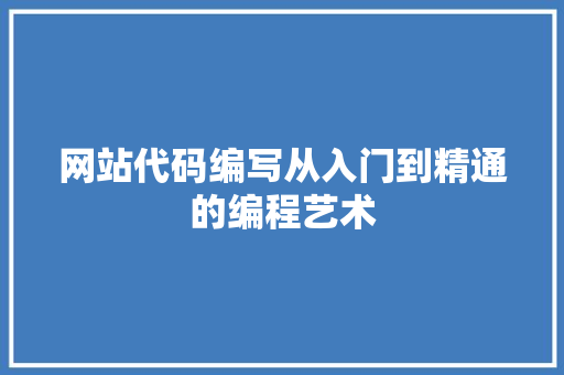 网站代码编写从入门到精通的编程艺术