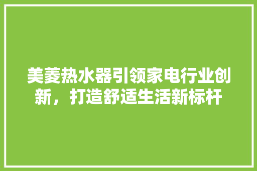 美菱热水器引领家电行业创新，打造舒适生活新标杆