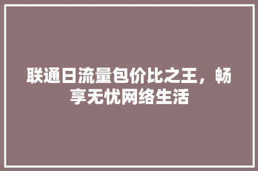 联通日流量包价比之王，畅享无忧网络生活 建站教程