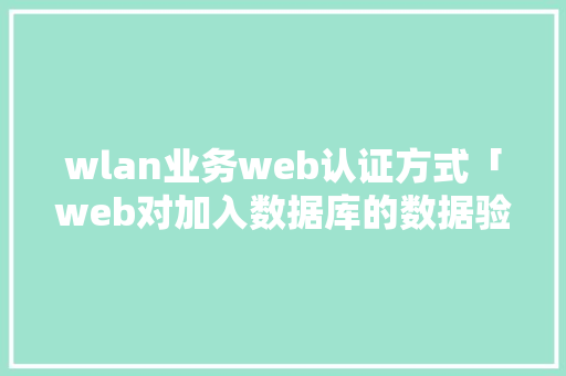 wlan业务web认证方式「web对加入数据库的数据验证有影响吗」 Web前端