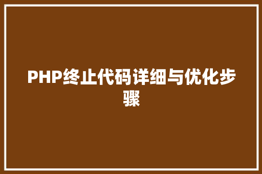 PHP终止代码详细与优化步骤
