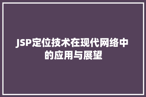 JSP定位技术在现代网络中的应用与展望