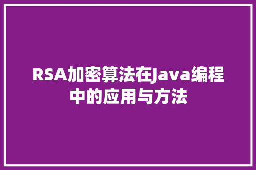 RSA加密算法在Java编程中的应用与方法
