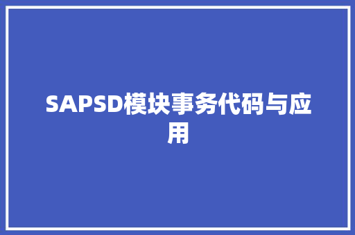 SAPSD模块事务代码与应用