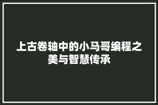 上古卷轴中的小马哥编程之美与智慧传承