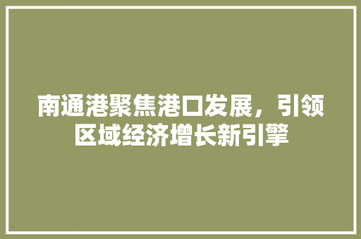 南通港聚焦港口发展，引领区域经济增长新引擎