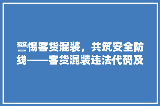 警惕客货混装，共筑安全防线——客货混装违法代码及其危害