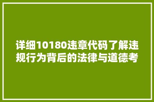详细10180违章代码了解违规行为背后的法律与道德考量