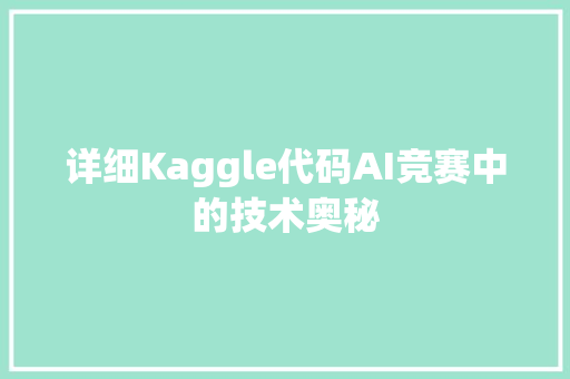 详细Kaggle代码AI竞赛中的技术奥秘