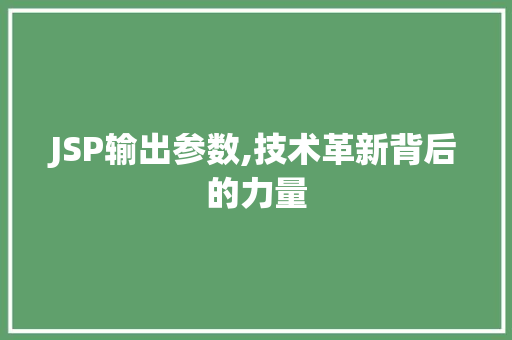 JSP输出参数,技术革新背后的力量