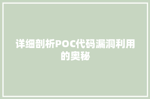 详细剖析POC代码漏洞利用的奥秘 建站教程