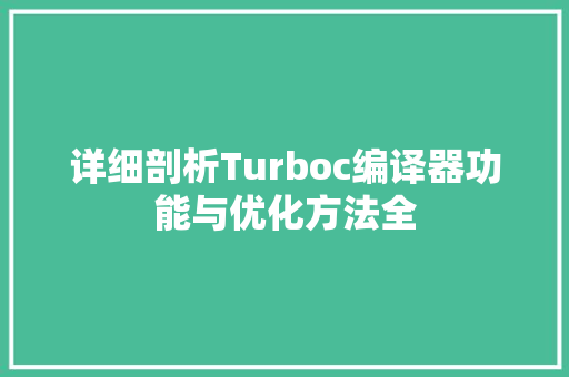 详细剖析Turboc编译器功能与优化方法全