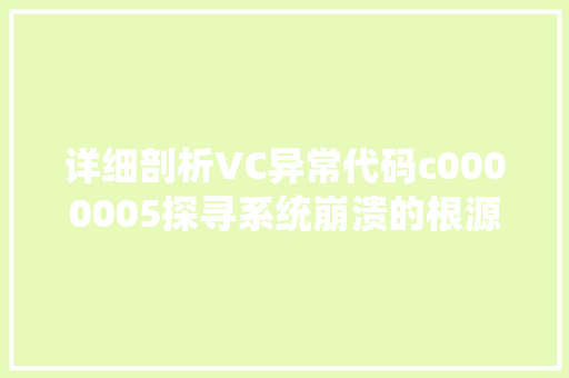 详细剖析VC异常代码c0000005探寻系统崩溃的根源 SEO教程
