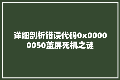 详细剖析错误代码0x00000050蓝屏死机之谜 建站教程